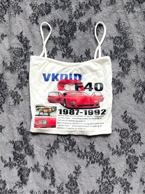 Y2K White Graphic Cami Crop Top